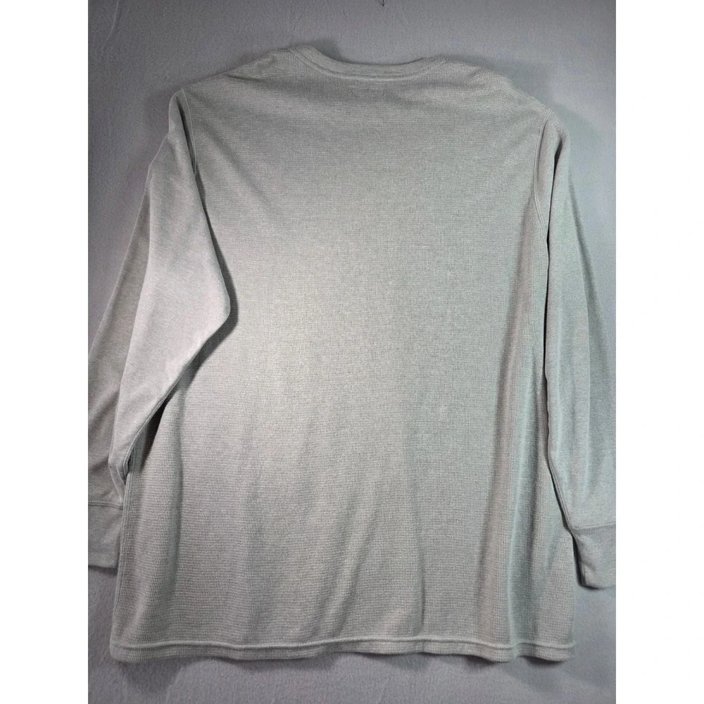Polo Ralph Lauren Mens 3XL Grey Waffle Knit Thermal Long Sleeve Shirt Pony Logo